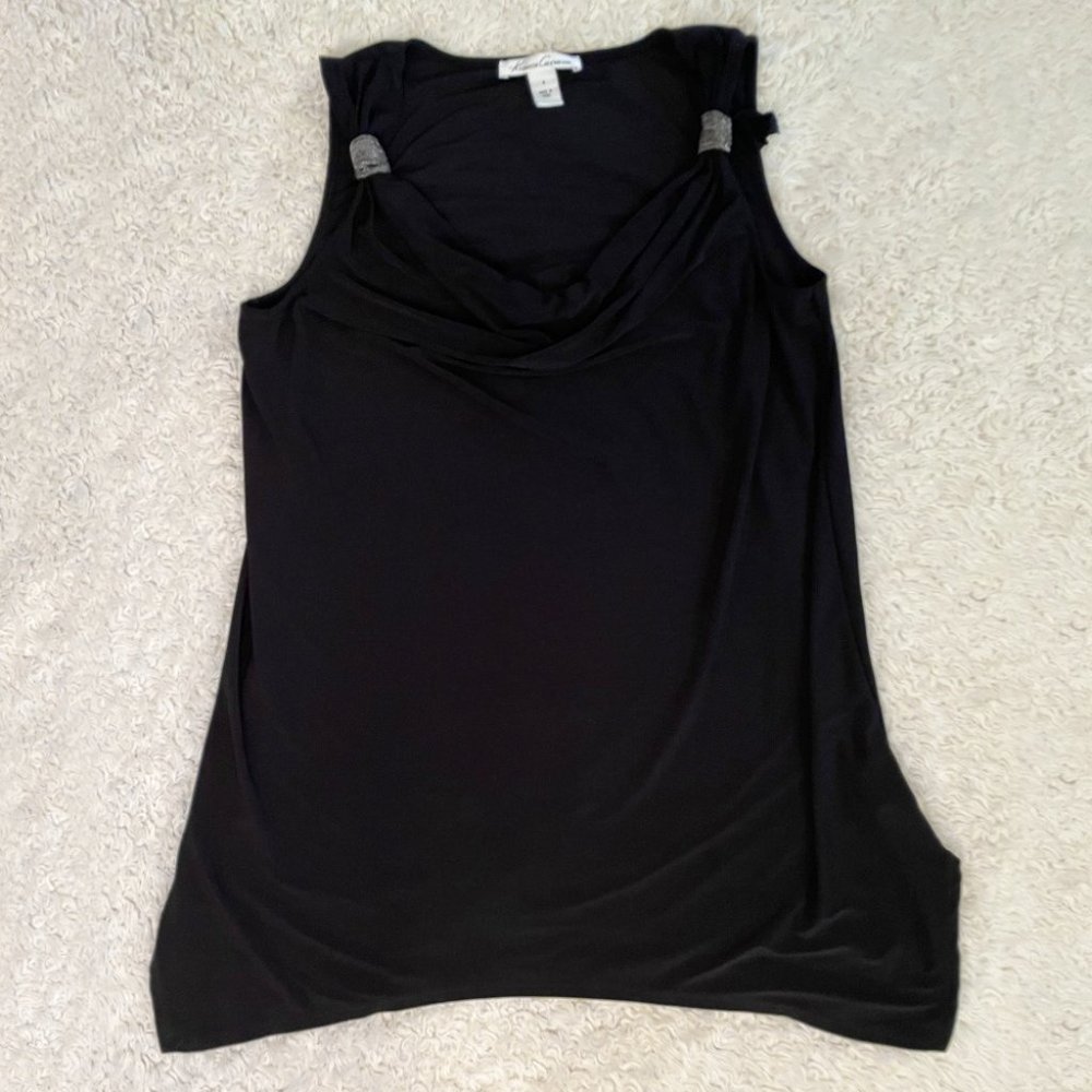 Kenneth Cole Black Drape Front Sleeveless Top
